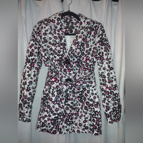 Think Tank Jackets & Blazers - Pink Leopard Trench Coat with Belt